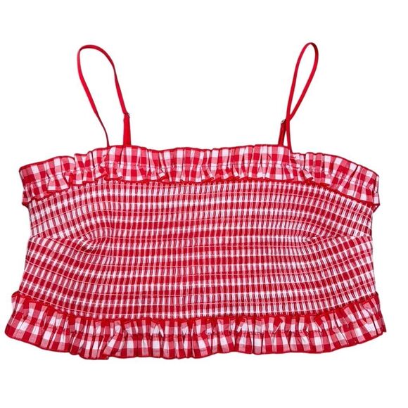 Colsie Tops - Colsie  Red & White Gingham Ruffle Tank Crop Top White and Red